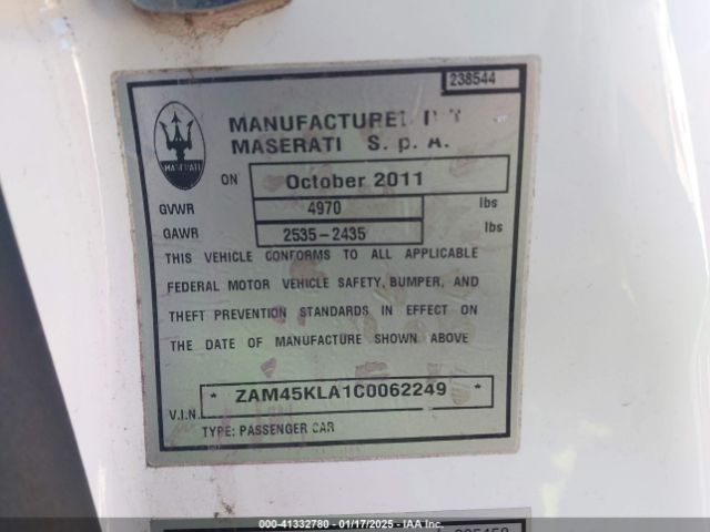 2012 MASERATI GRANTURISMO ZAM45KLA1C0062249 Photo 8