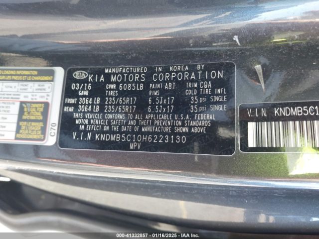 KNDMB5C10H6223130 KIA SEDONA LX