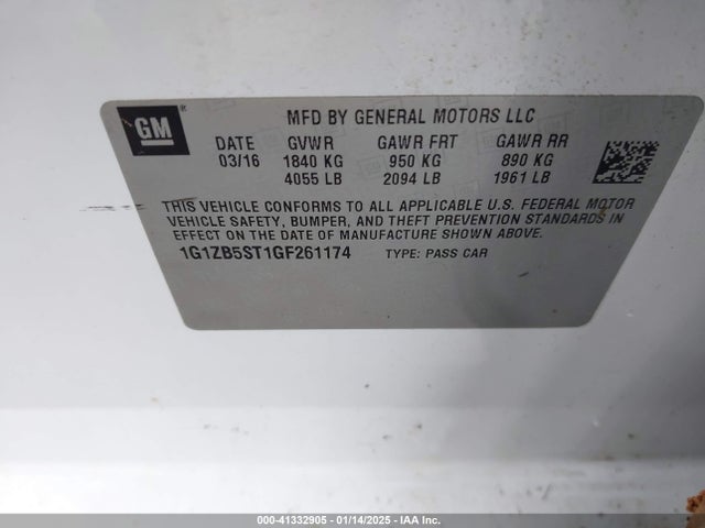 Chevrolet MALIBU LS 2016 1G1ZB5ST1GF261174 Image 9