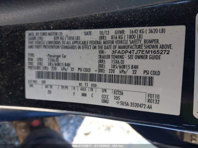 3FADP4TJ7EM165272 Ford FIESTA S