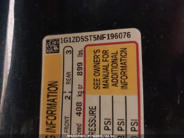 1G1ZD5ST5NF196076 Chevrolet Malibu Fwd Lt