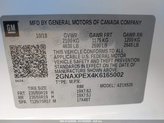2GNAXPEX4K6165002 Chevrolet Equinox Premier