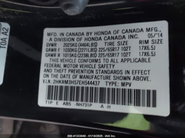 2HKRM3H57EH544437 Honda CR-V EX