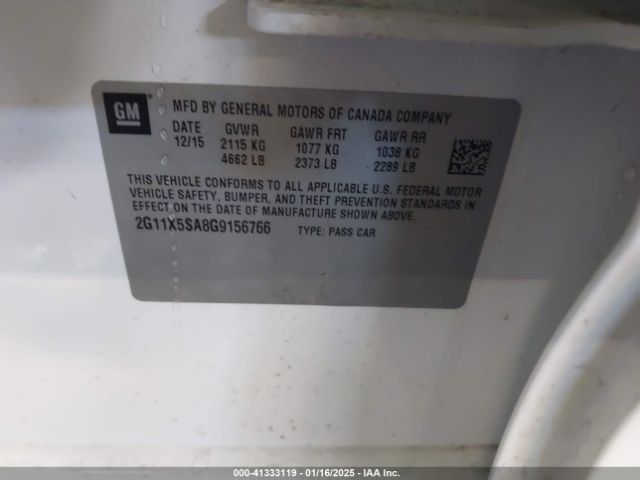 2G11X5SA8G9156766 Chevrolet Impala 1fl