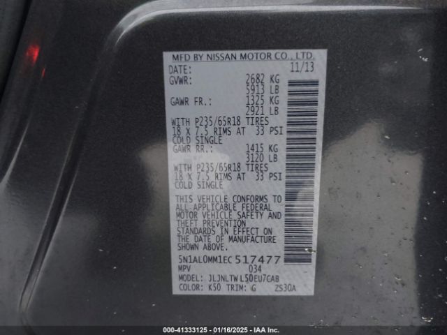 5N1AL0MM1EC517477 Infiniti QX60