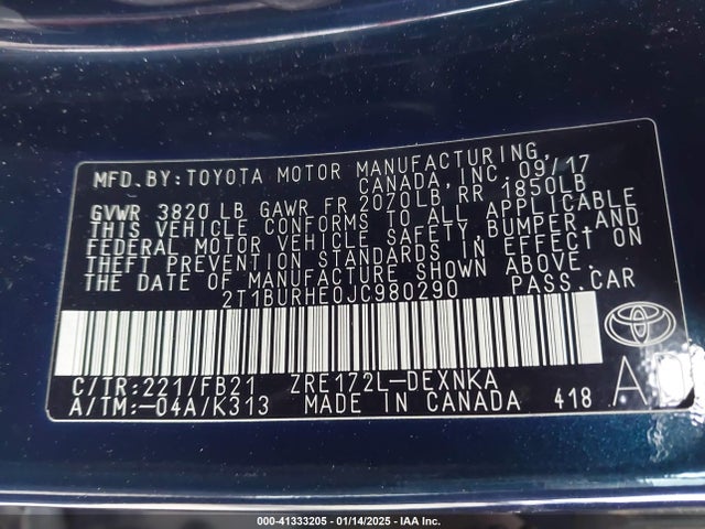 Toyota COROLLA LE 2018 2T1BURHE0JC980290 Image 9