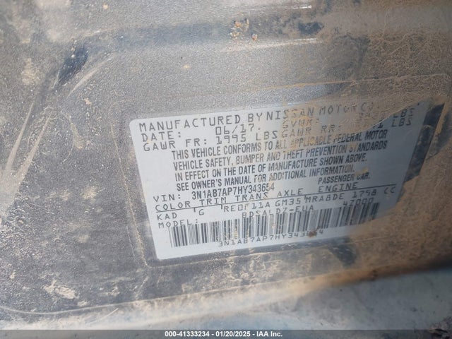 Nissan SENTRA SV 2017 3N1AB7AP7HY343654 Image 9