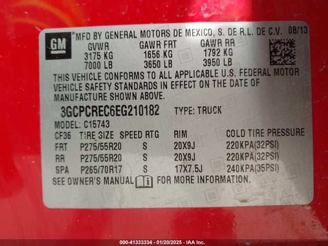 3GCPCREC6EG210182 Chevrolet Silverado 1500 1lt