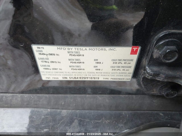 2015 TESLA MODEL S 5YJSA1E25FF107819 Photo 8