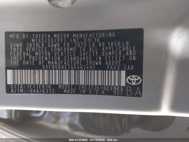 Toyota COROLLA LE 2016 5YFBURHE7GP462492 Image 9