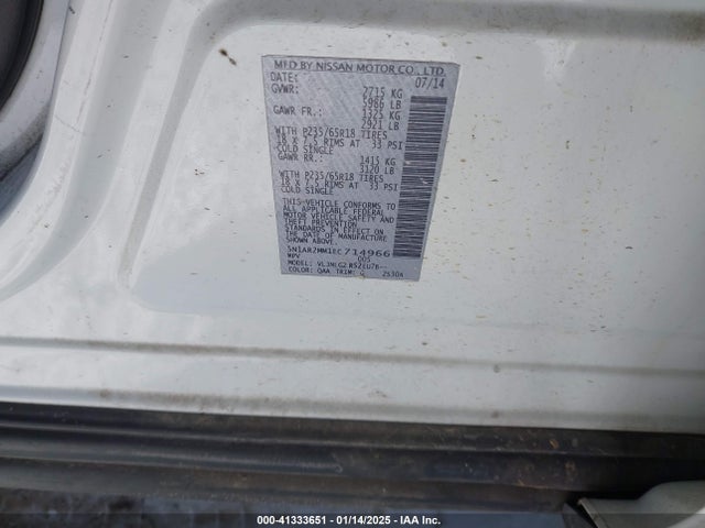 Nissan Pathfinder Sl 2014 5N1AR2MM1EC714966 Image 9
