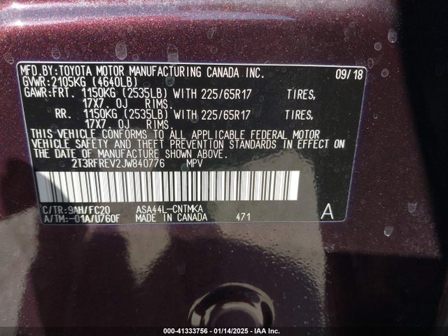2T3RFREV2JW840776 Toyota Rav4 Adventure/xle