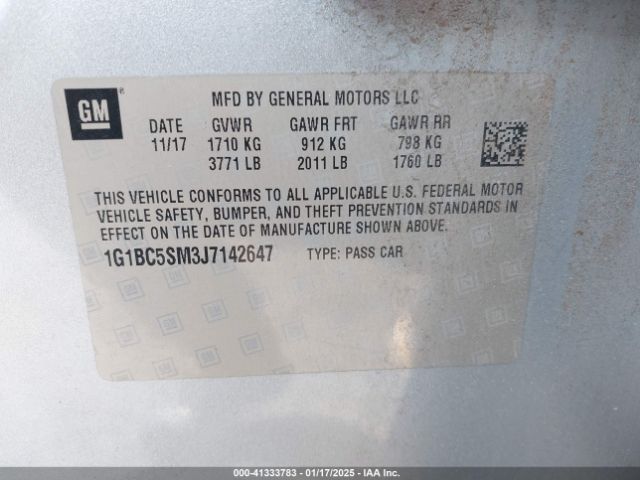 1G1BC5SM3J7142647 Chevrolet Cruze Ls Auto