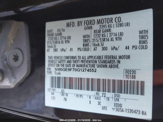 NM0GE9F70G1274552 Ford Transit Connect Xlt