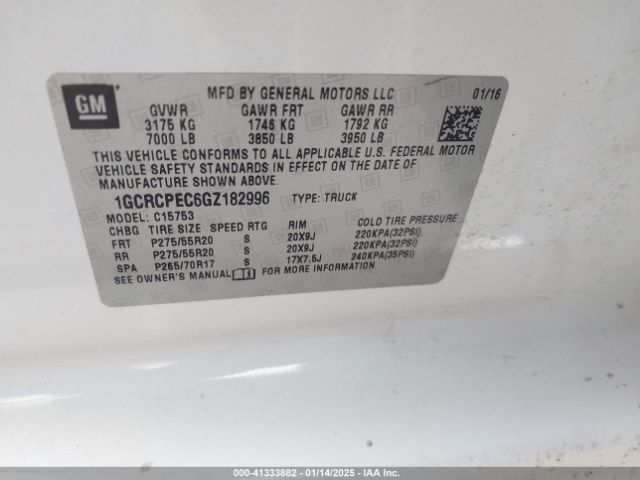 1GCRCPEC6GZ182996 Chevrolet Silverado 1500 Custom