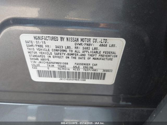 JN1CV6AR6FM651068 Infiniti Q40