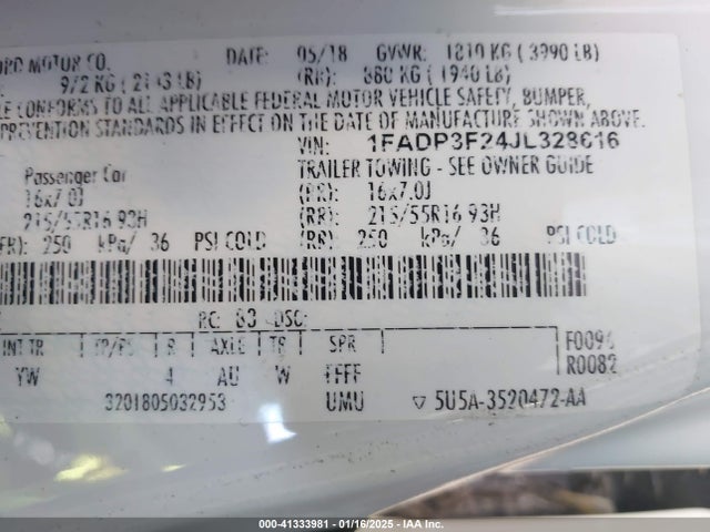 Ford FOCUS SE 2018 1FADP3F24JL328616 Image 9