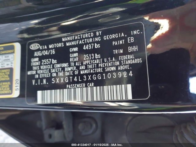 5XXGT4L3XGG103924 KIA Optima Lx
