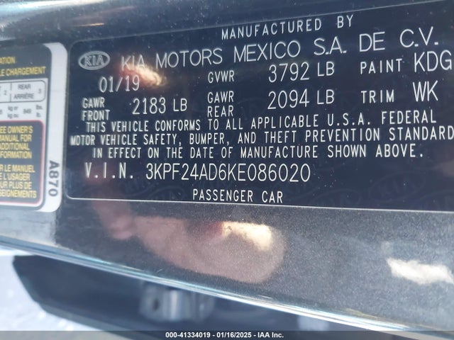 KIA Forte Lxs 2019 3KPF24AD6KE086020 Image 9