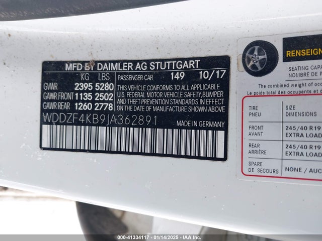 WDDZF4KB9JA362891 Mercedes-Benz E 300 4matic