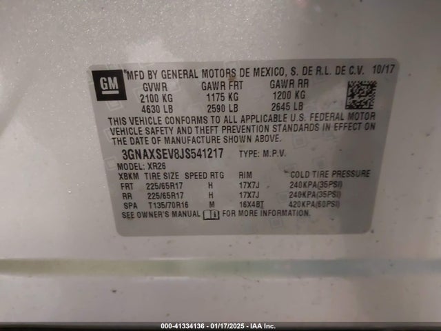 Chevrolet EQUINOX LT 2018 3GNAXSEV8JS541217 Image 9