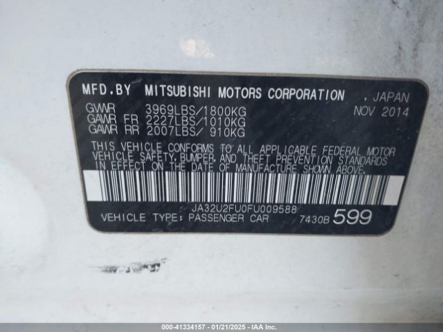 2015 MITSUBISHI LANCER JA32U2FU0FU009588 Photo 8