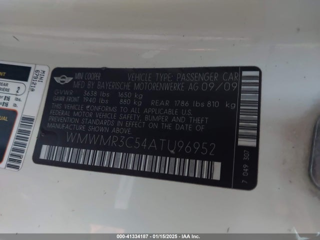 2010 MINI COOPER WMWMR3C54ATU96952 Photo 8