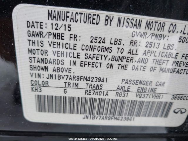 JN1BV7AR9FM423941 Infiniti Q50 Premium