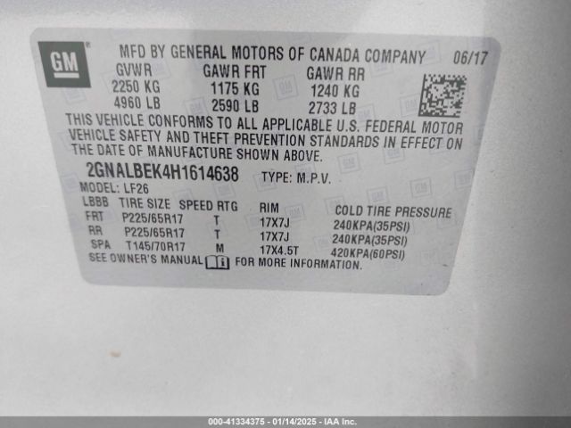 2GNALBEK4H1614638 Chevrolet EQUINOX LS