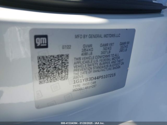 1G1YB3D44P5107215 Chevrolet Corvette Stingray Rwd  2lt