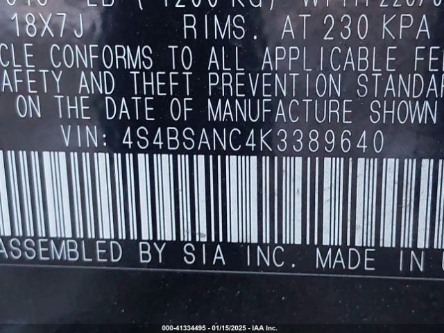 4S4BSANC4K3389640 Subaru Outback 2.5i Limited