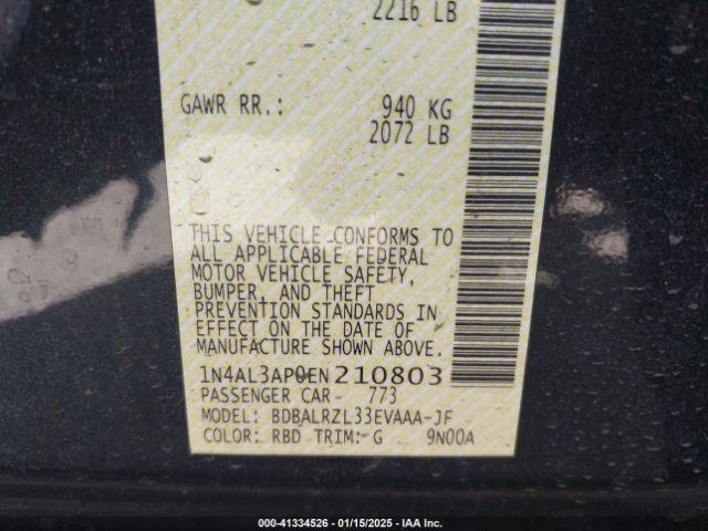1N4AL3AP0EN210803 Nissan Altima 2.5 S