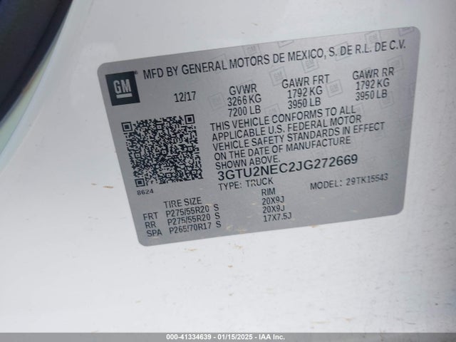 3GTU2NEC2JG272669 GMC Sierra 1500 Slt