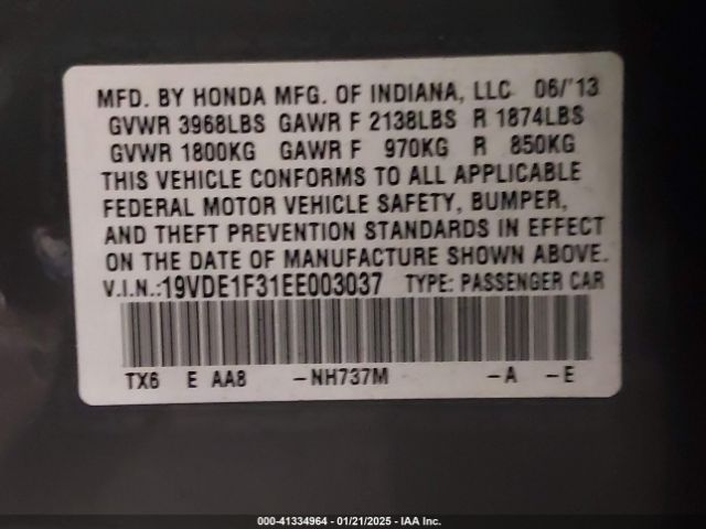 19VDE1F31EE003037 Acura Ilx 2.0l