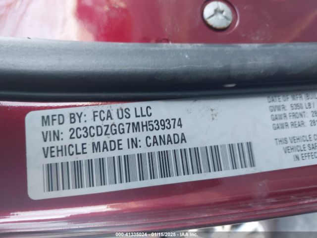 2C3CDZGG7MH539374 Dodge Challenger Sxt Awd