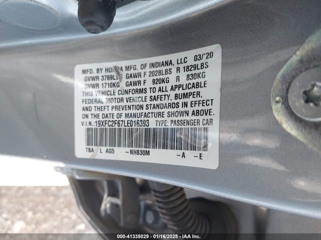 Honda Civic Lx 2020 19XFC2F67LE016393 Image 9