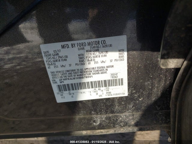 Ford EDGE SEL 2017 2FMPK4J81HBB78591 Image 9