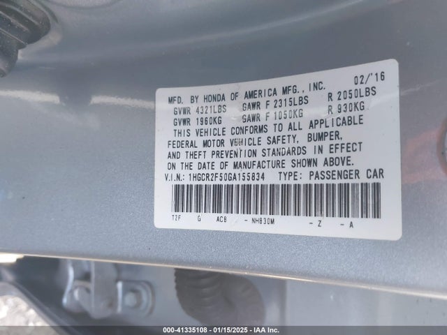 1HGCR2F50GA155834 Honda Accord Sport