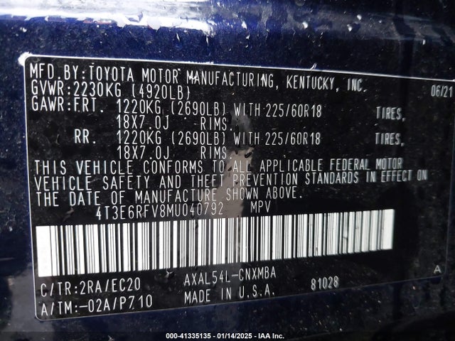 4T3E6RFV8MU040792 Toyota RAV4