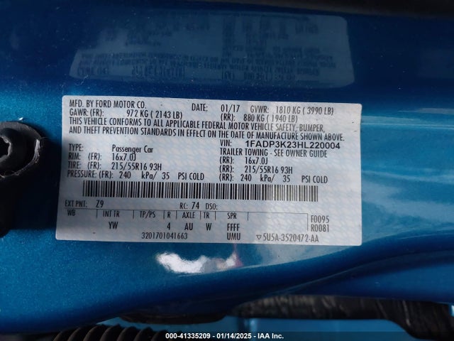 Ford FOCUS SE 2017 1FADP3K23HL220004 Image 9