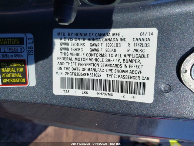 Honda Civic Lx 2014 2HGFG3B58EH521682 Image 9