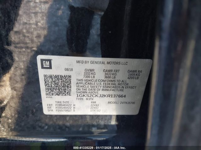 1GKS2CKJ2KR137664 GMC YUKON DENALI