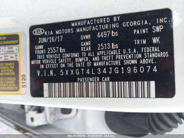 5XXGT4L34JG196074 KIA Optima Lx