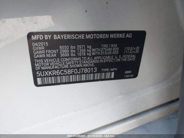 5UXKR6C58F0J78013 BMW X5 Xdrive50i