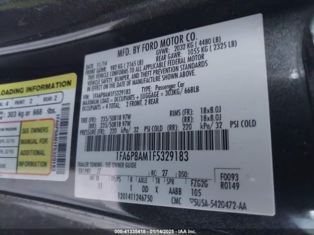 1FA6P8AM1F5329183 Ford Mustang V6