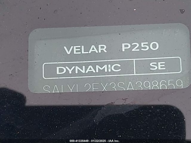 SALYL2EX3SA398659 Land Rover Range Rover Velar P250 Dynamic Se