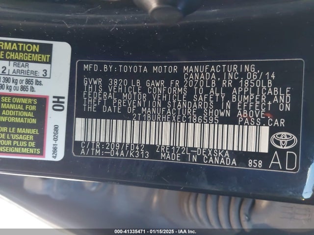 Toyota Corolla S Plus 2014 2T1BURHEXEC186595 Image 9