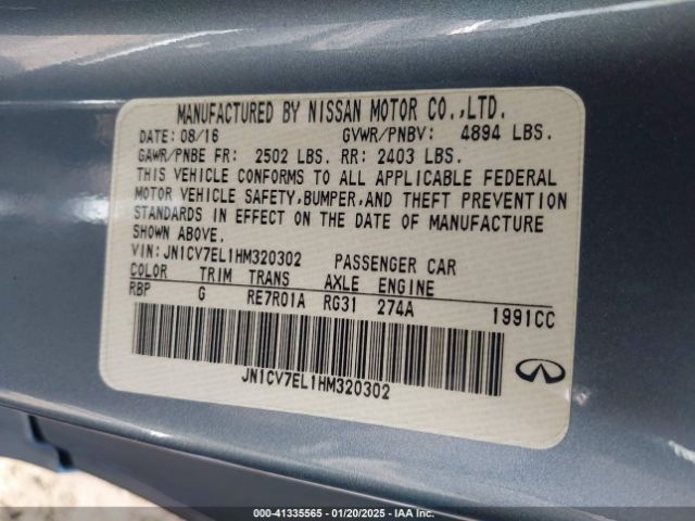 JN1CV7EL1HM320302 Infiniti Q60 2.0t Premium