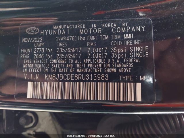 KM8JBCDE8RU313983 Hyundai TUCSON SEL