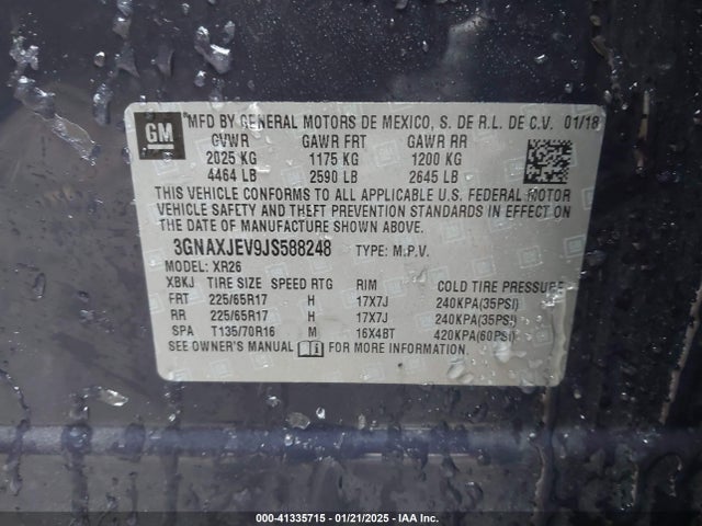 Chevrolet EQUINOX LT 2018 3GNAXJEV9JS588248 Image 9